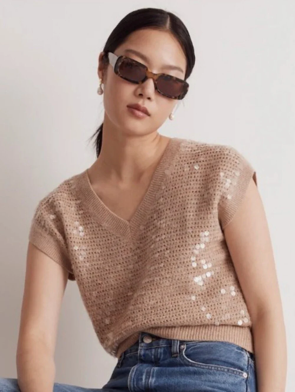 Madewell Sequin-Embellished Sweater Vest